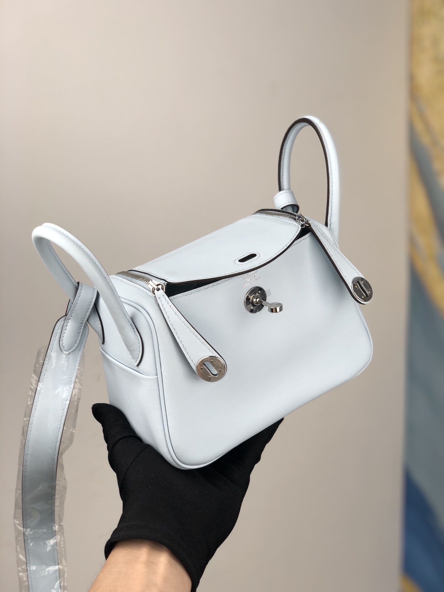 에르메스 미니 린디백 스위프트 블루 은장